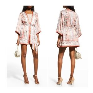 ALICE + OLIVIA Domino Satin Floral Belted Reversible Kimono Size M/L